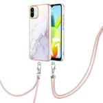 For Xiaomi Redmi A1 Electroplating Marble Dual-side IMD Phone Case with Lanyard(White 006)