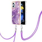 For Xiaomi Redmi Note 11T Pro / Note 11T Pro+ Electroplating Marble Dual-side IMD Phone Case with Lanyard(Purple 002)