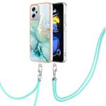 For Xiaomi Redmi Note 11T Pro / Note 11T Pro+ Electroplating Marble Dual-side IMD Phone Case with Lanyard(Green 003)