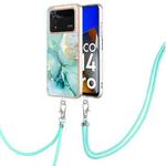 For Xiaomi Poco M4 Pro 4G Electroplating Marble Dual-side IMD Phone Case with Lanyard(Green 003)
