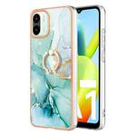 For Xiaomi Redmi A1 Electroplating Marble IMD Phone Case with Ring Holder(Green 003)