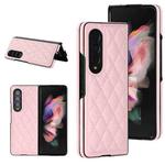 For Samsung Galaxy Z Fold4 Rhombic Microfiber Folding Phone Case(Pink)