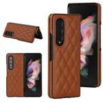 For Samsung Galaxy Z Fold4 Rhombic Microfiber Folding Phone Case(Brown)