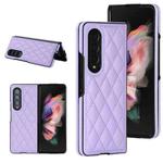 For Samsung Galaxy Z Fold3 Rhombic Microfiber Folding Phone Case(Purple)