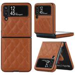 For Samsung Galaxy Z Flip4 Rhombic Microfiber Folding Phone Case(Brown)