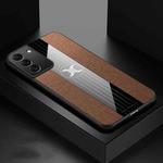 For Samsung Galaxy S22 5G XINLI Stitching Cloth Textue Shockproof TPU Phone Case(Brown)