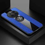 For Huawei Mate 50 Pro XINLI Stitching Cloth Textue TPU Phone Case with Ring Holder(Blue)