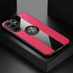 For Samsung Galaxy S22 Ultra 5G XINLI Stitching Cloth Textue TPU Phone Case with Ring Holder(Red)