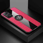 For Xiaomi Redmi Note 11 Global XINLI Stitching Cloth Textue TPU Phone Case with Ring Holder(Red)