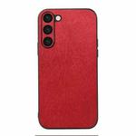 For Samsung Galaxy S23 5G Wood Texture PU Phone Case(Red)