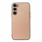 For Samsung Galaxy S23 5G Wood Texture PU Phone Case(Gold)