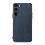 For Samsung Galaxy S23 5G Wood Texture PU Phone Case(Blue)