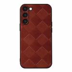 For Samsung Galaxy S23 5G Weave Plaid PU Phone Case(Brown)