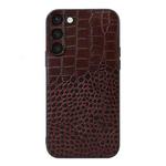 For Samsung Galaxy S23 5G Crocodile Texture Genuine Leather Phone Case(Coffee)