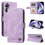 For Realme 10 Pro 5G Skin Feel Life Tree Metal Button Leather Phone Case(Purple)