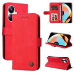 For Realme 10 Pro+ 5G Skin Feel Life Tree Metal Button Leather Phone Case(Red)