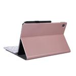 A610 For Galaxy Tab S6 Lite 10.4 P610 / P615 (2020) Bluetooth Keyboard Tablet Case with Stand & Elastic Pen Band(Rose Gold)
