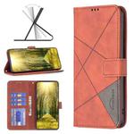 For Motorola Moto G Play 2023 Magnetic Buckle Rhombus Texture Leather Phone Case(Brown)