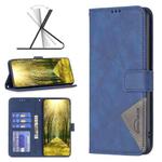 For Motorola Moto G72 Magnetic Buckle Rhombus Texture Leather Phone Case(Blue)