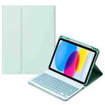 For iPad 10th Gen 10.9 2022 SA-10DS Backlight Bluetooth Keyboard Leather Tablet Case with Pen Slot(Light Green)