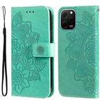 For Huawei nova Y61 7-petal Flowers Embossing Leather Phone Case(Green)
