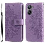 For Realme 10 Pro 5G 7-petal Flowers Embossing Leather Phone Case(Light Purple)