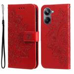 For Realme 10 Pro 5G 7-petal Flowers Embossing Leather Phone Case(Red)