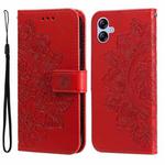 For Samsung Galaxy A04e 7-petal Flowers Embossing Leather Phone Case(Red)