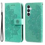 For Samsung Galaxy A34 5G 7-petal Flowers Embossing Leather Phone Case(Green)