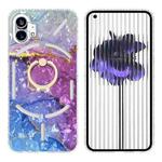 For Nothing Phone 1 2.0mm Airbag Shockproof IMD TPU Phone Case with Ring(Blue Purple Marble)