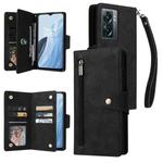 For OnePlus N300 Rivet Buckle 9 Cards Three Fold Leather Phone Case(Black)