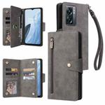 For OnePlus N300 Rivet Buckle 9 Cards Three Fold Leather Phone Case(Grey)