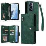 For OnePlus N300 Rivet Buckle 9 Cards Three Fold Leather Phone Case(Green)
