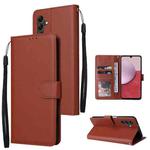 For Samsung Galaxy A14 5G Multifunctional 3 Card Slots Leather Phone Case(Brown)