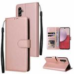 For Samsung Galaxy A14 5G Multifunctional 3 Card Slots Leather Phone Case(Rose Gold)