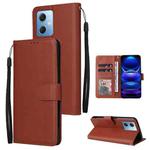 For Xiaomi Redmi Note 12 China Multifunctional 3 Card Slots Leather Phone Case(Brown)