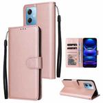 For Xiaomi Redmi Note 12 China Multifunctional 3 Card Slots Leather Phone Case(Rose Gold)