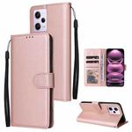 For Xiaomi Redmi Note 12 Pro 5G China Multifunctional 3 Card Slots Leather Phone Case(Rose Gold)