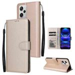 For Xiaomi Redmi Note 12 Pro+ China Multifunctional 3 Card Slots Leather Phone Case(Gold)
