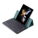 For Samsung Galaxy Z Fold4/Fold3 GKK Magnetic Folding Bluetooth Keyboard Leather Case with Touchpad(Dark Green)