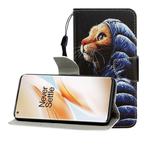 For One Plus 8 Pro Colored Drawing Horizontal Flip Leather Case with Holder & Card Slot & Wallet(Down Jacket Cat)