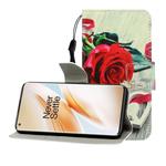 For One Plus 8 Pro Colored Drawing Horizontal Flip Leather Case with Holder & Card Slot & Wallet(Red Rose)