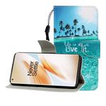 For One Plus 8 Pro Colored Drawing Horizontal Flip Leather Case with Holder & Card Slot & Wallet(Coconut Tree)
