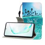 For Galaxy A91 Colored Drawing Horizontal Flip Leather Case with Holder & Card Slot & Wallet(Coconut Tree)