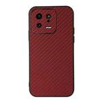 For Xiaomi 13 Accurate Hole Carbon Fiber Texture PU Phone Case(Red)