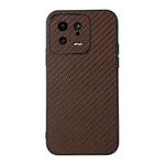 For Xiaomi 13 Accurate Hole Carbon Fiber Texture PU Phone Case(Brown)