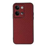 For OPPO Reno9 / Reno9 Pro Accurate Hole Carbon Fiber Texture PU Phone Case(Red)