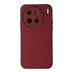 For vivo X90 Pro Accurate Hole Carbon Fiber Texture PU Phone Case(Red)