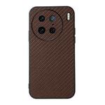 For vivo X90 Pro Accurate Hole Carbon Fiber Texture PU Phone Case(Brown)