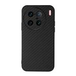 For vivo X90 Pro+ Accurate Hole Carbon Fiber Texture PU Phone Case(Black)